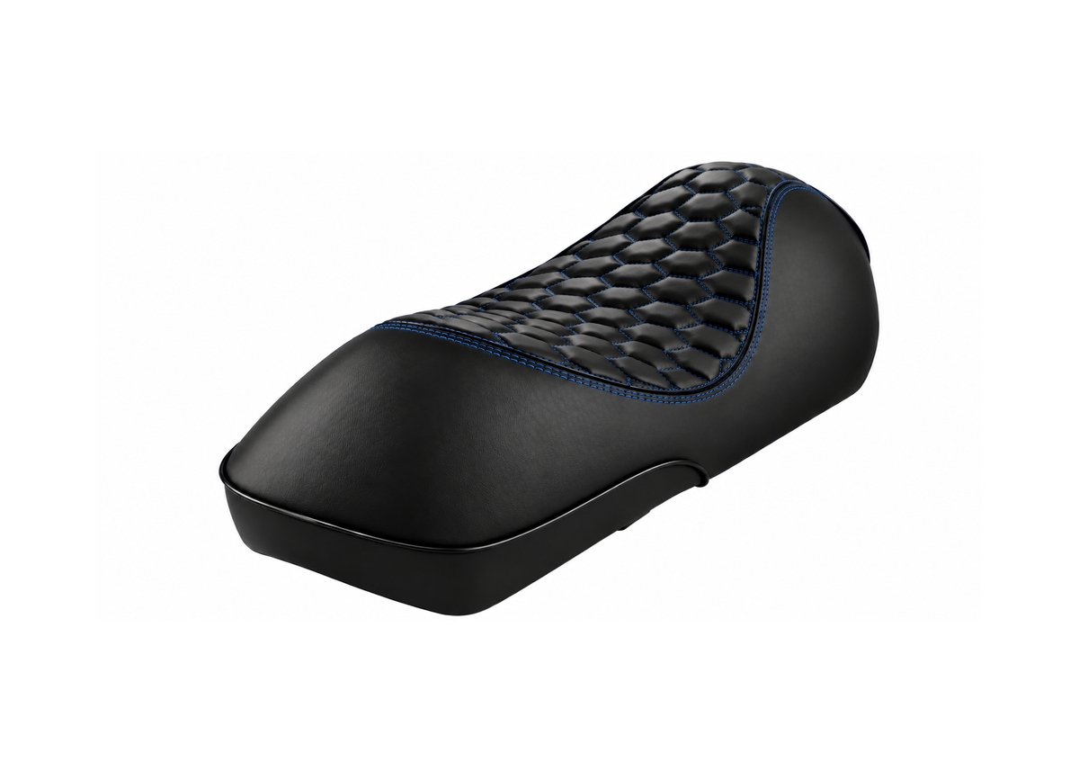 Custom Seat RS Design Black/Blue Blu Energico FP Parts | Vespa GTS/GTS Super/GTV/GT 60/GT/GT L 125-310cc 4T LC FP Parts Falan Parts