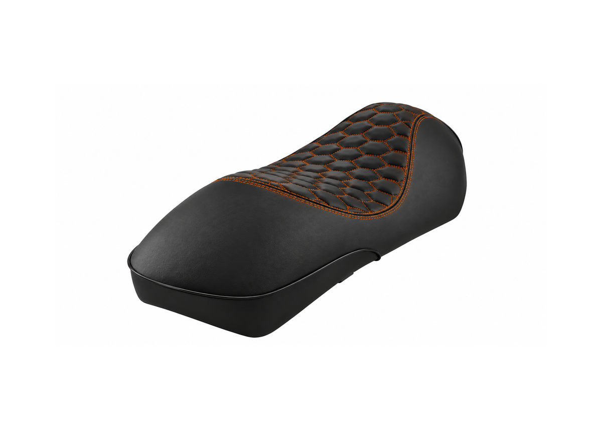 Custom Seat RS Design Black/Orange FP Parts | Vespa GTS/GTS Super/GTV/GT 60/GT/GT L 125-310cc 4T LC FP Parts Falan Parts