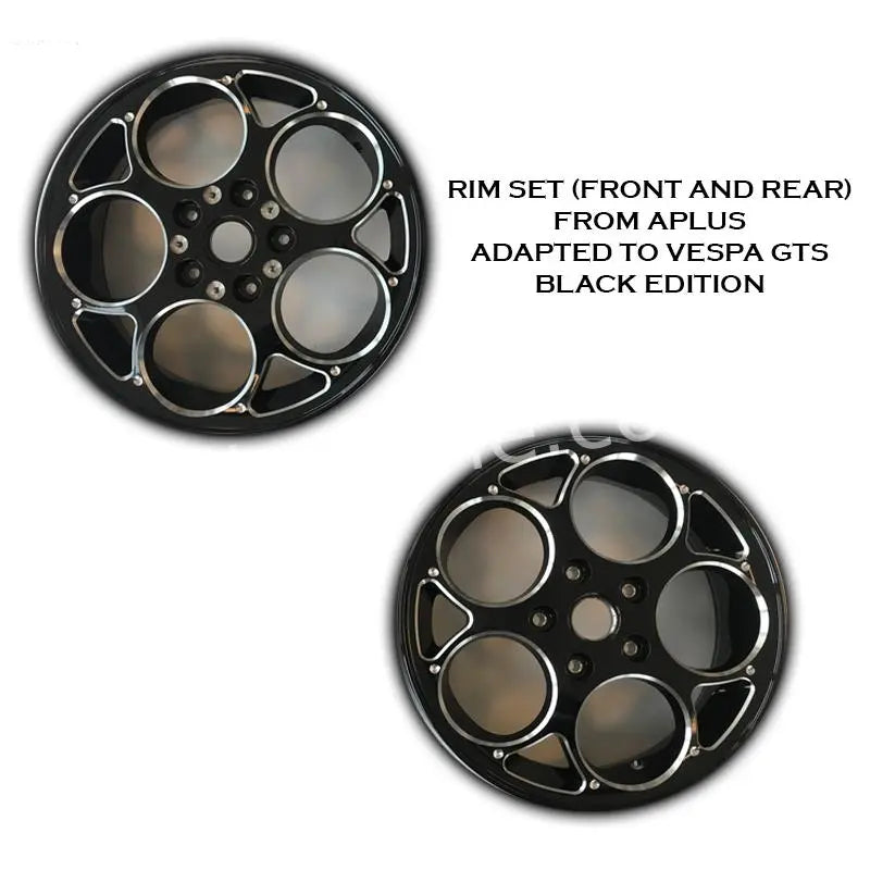 CNC Rims Set Gloss Black | Vespa GTS/GTS Super/GTV/GT 60/GT/GT L 125-300cc Falan Parts Falan Parts