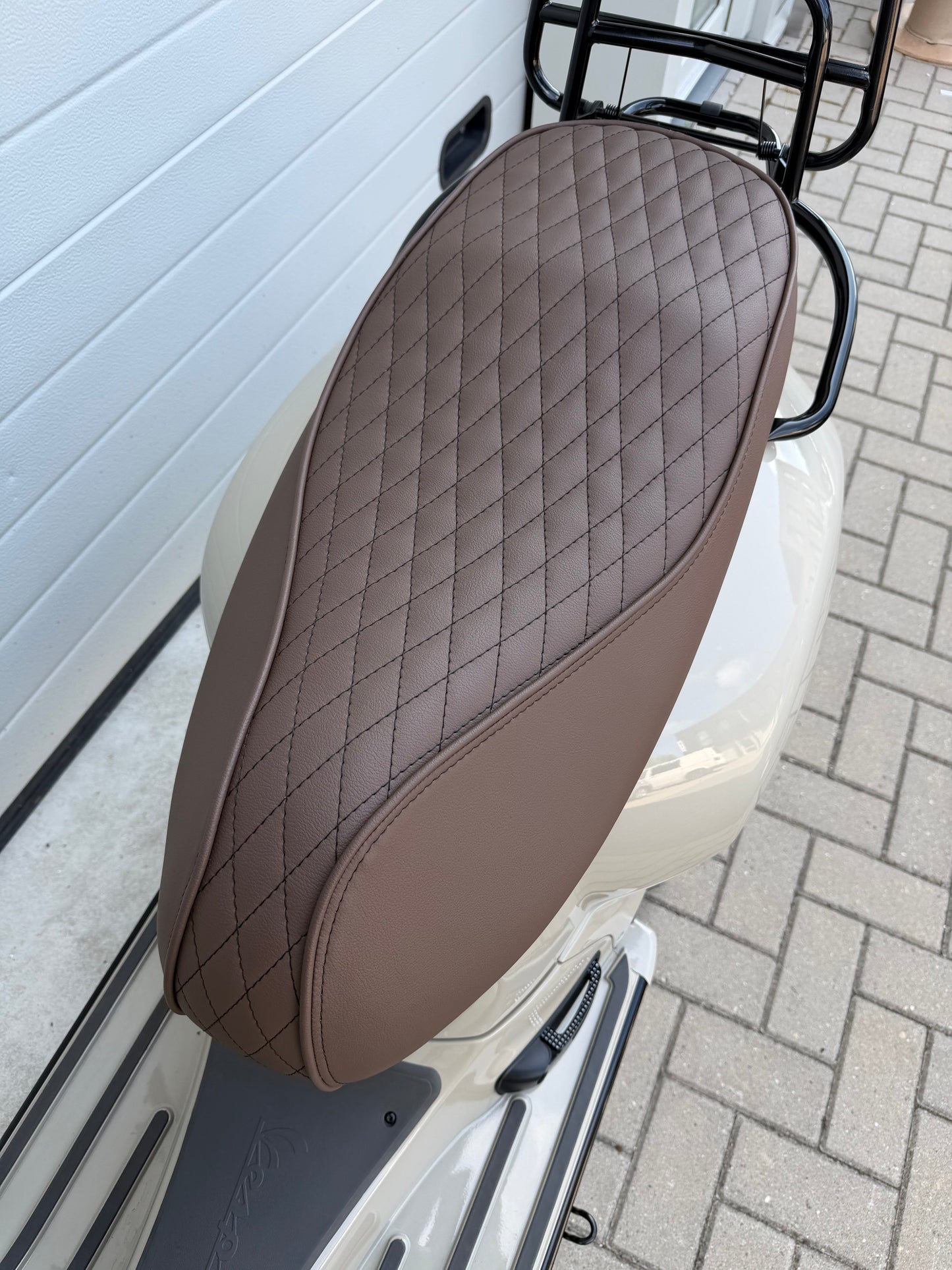 Custom Seat Black Diamond Stitch Merino Tartufo | Vespa GTS 125-310cc ('14-) Falan Parts Falan Parts