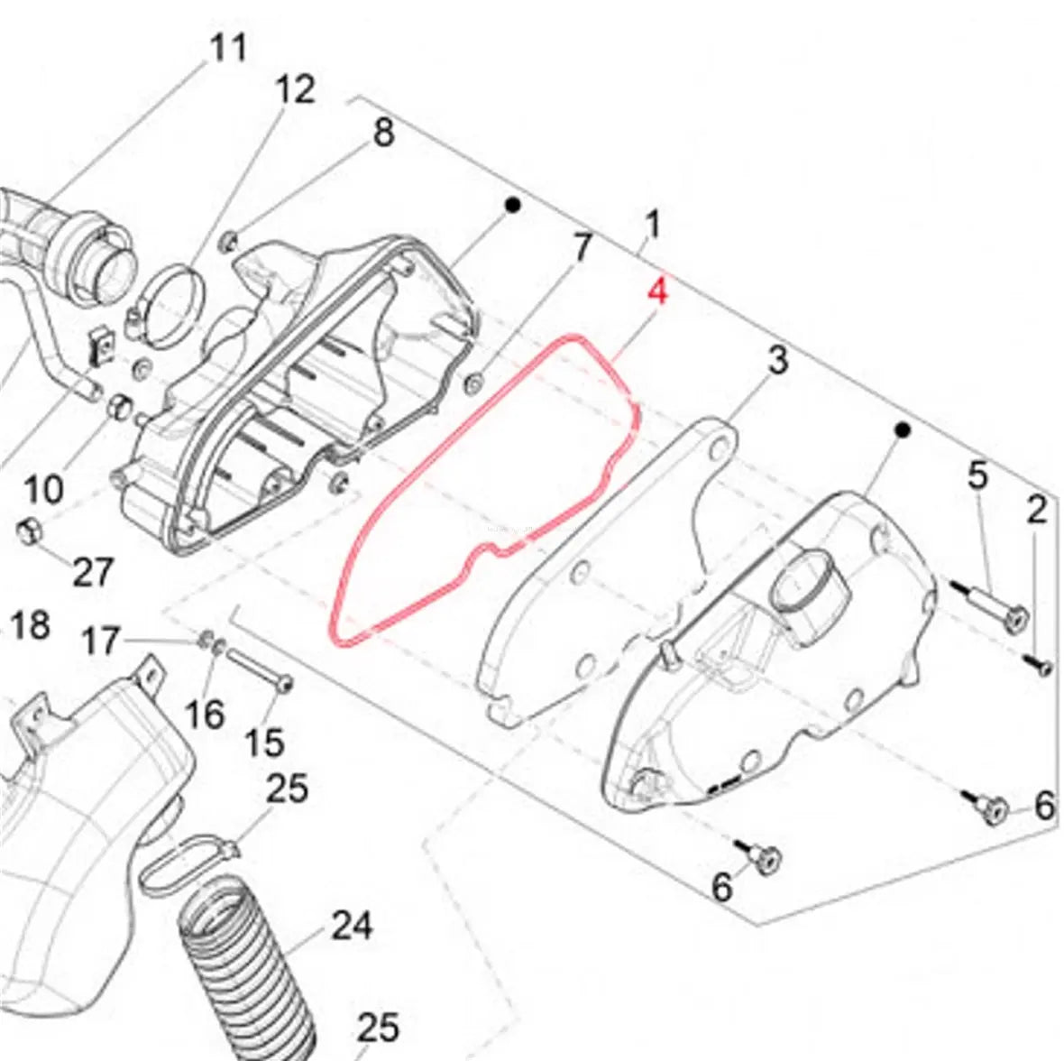 Gasket PIAGGIO air filter box | Vespa Primavera/ Sprint 125-150cc i.e. 3V 4T AC Piaggio 2.85 Falan Parts