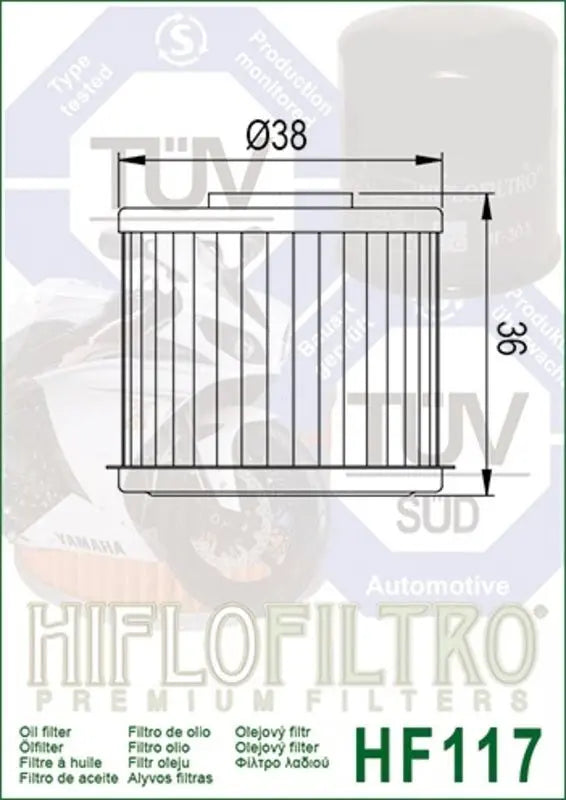 HIFLOFILTRO Oil Filter HF117 | Honda Falan Parts Falan Parts
