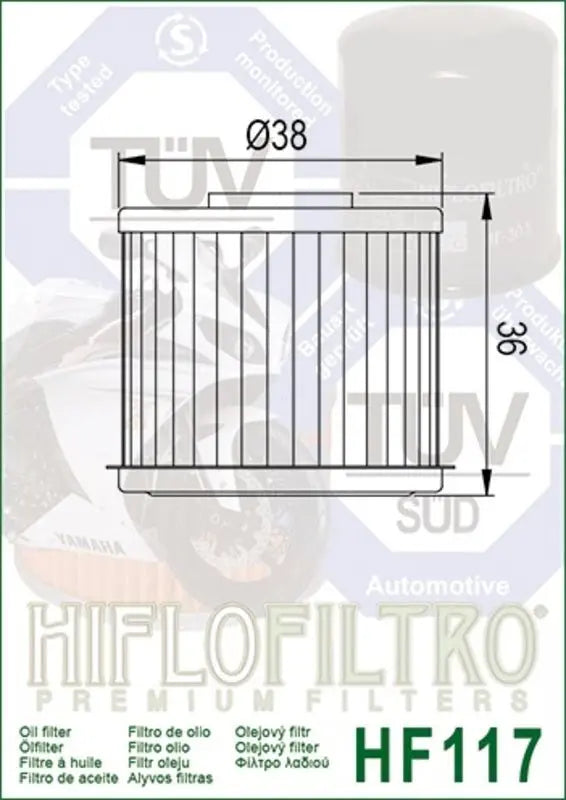 HIFLOFILTRO Oil Filter HF117 | Honda Falan Parts  Falan Parts