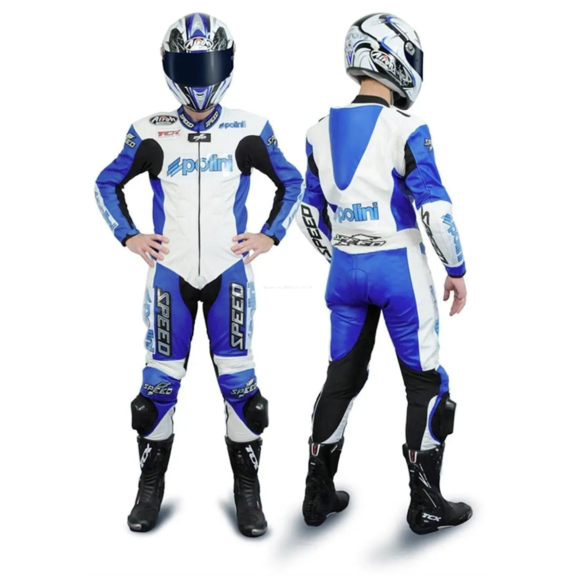 Leathers POLINI "Blue Line" white/blue Polini 561.55 Falan Parts