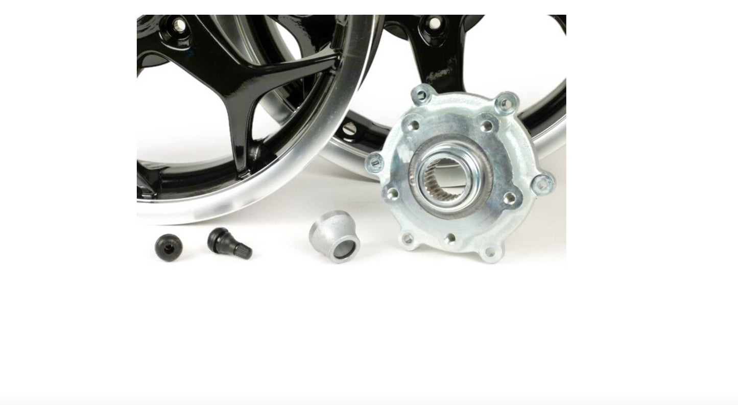 Pair of wheel rims including conversion kit PIAGGIO black | Vespa GT/GTS/ GTV/GTL 125-300cc Piaggio Falan Parts