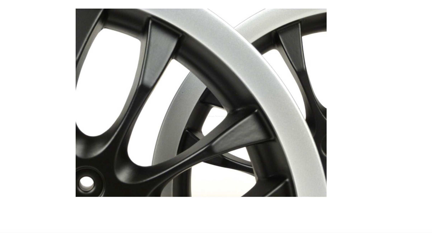 Pair of wheel rims including conversion kit PIAGGIO matt black silver | Vespa GT/GTS/ GTV/GTL 125-300cc Piaggio Falan Parts