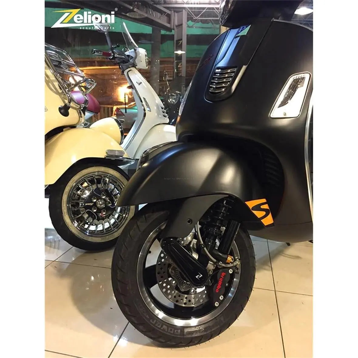Shock Absorber ZELIONI Black Front | Vespa GTS /GTS Super (´14 -´16) Zelioni 439.55 Falan Parts