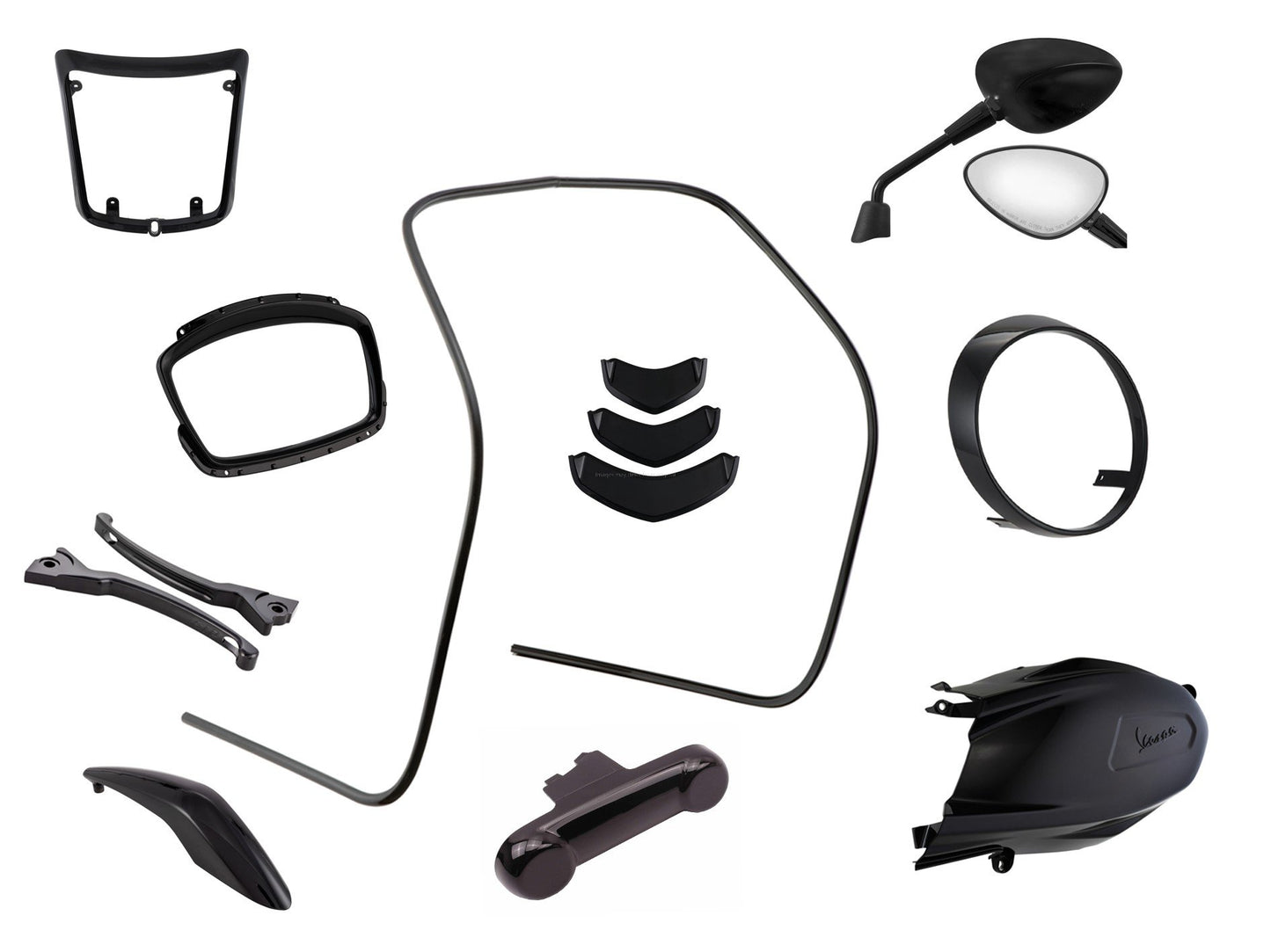Styling Kit Gloss/Matt Black 15 Pieces | Vespa GTS HPE 300 Falan Parts 332.95 Falan Parts