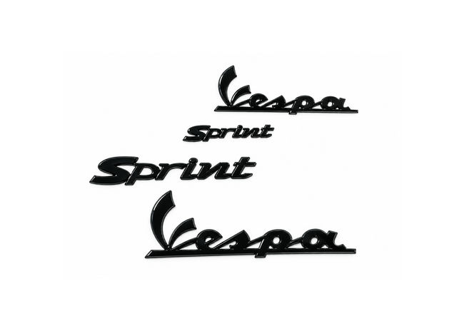 Gloss Black Edition Logo Set | Vespa Sprint Models FP Parts  Falan Parts