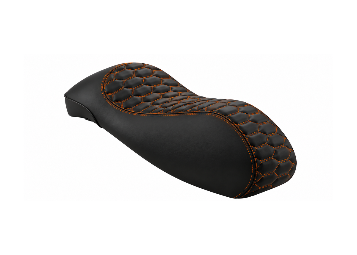 Custom Seat RS Design Black/Orange FP Parts | Vespa GTS/GTS Super/GTV/GT 60/GT/GT L 125-310cc 4T LC FP Parts  Falan Parts