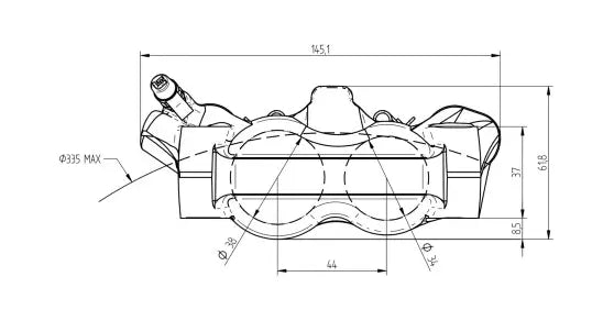 Accossato Caliper Monoblock 100mm Silver | Vespa Sprint/ Primavera/ GTS Models 50-310cc Accossato  Falan Parts