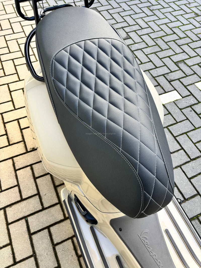 Custom Seat Black Diamond Stitch | Vespa GTS 300cc ('14-) FP Parts  Falan Parts