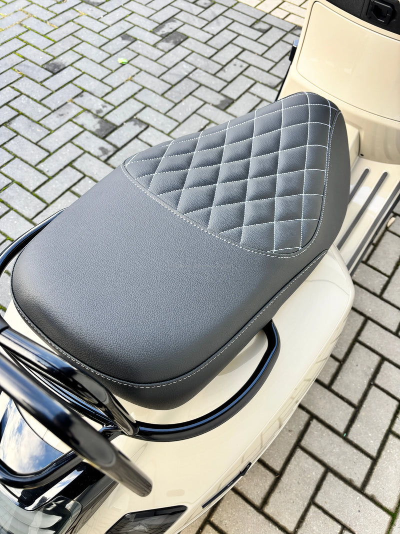 Custom Seat Black Diamond Stitch | Vespa GTS 300cc ('14-) FP Parts  Falan Parts