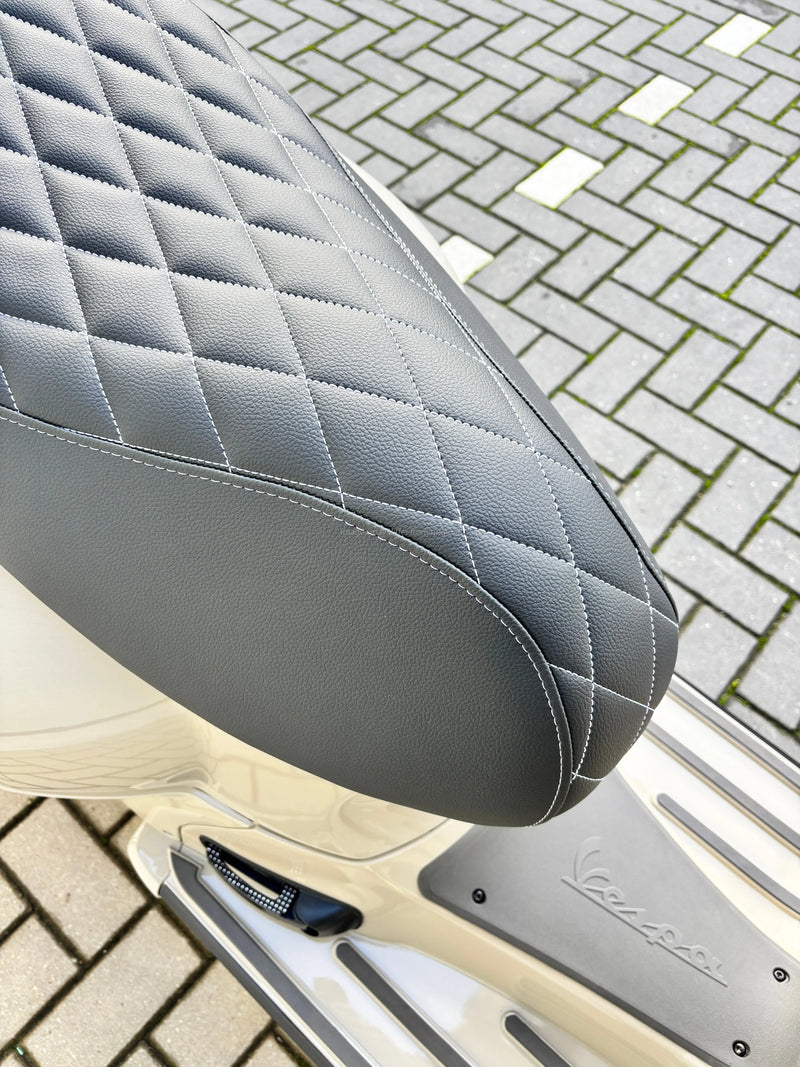 Custom Seat Black Diamond Stitch | Vespa GTS 300cc ('14-) FP Parts  Falan Parts