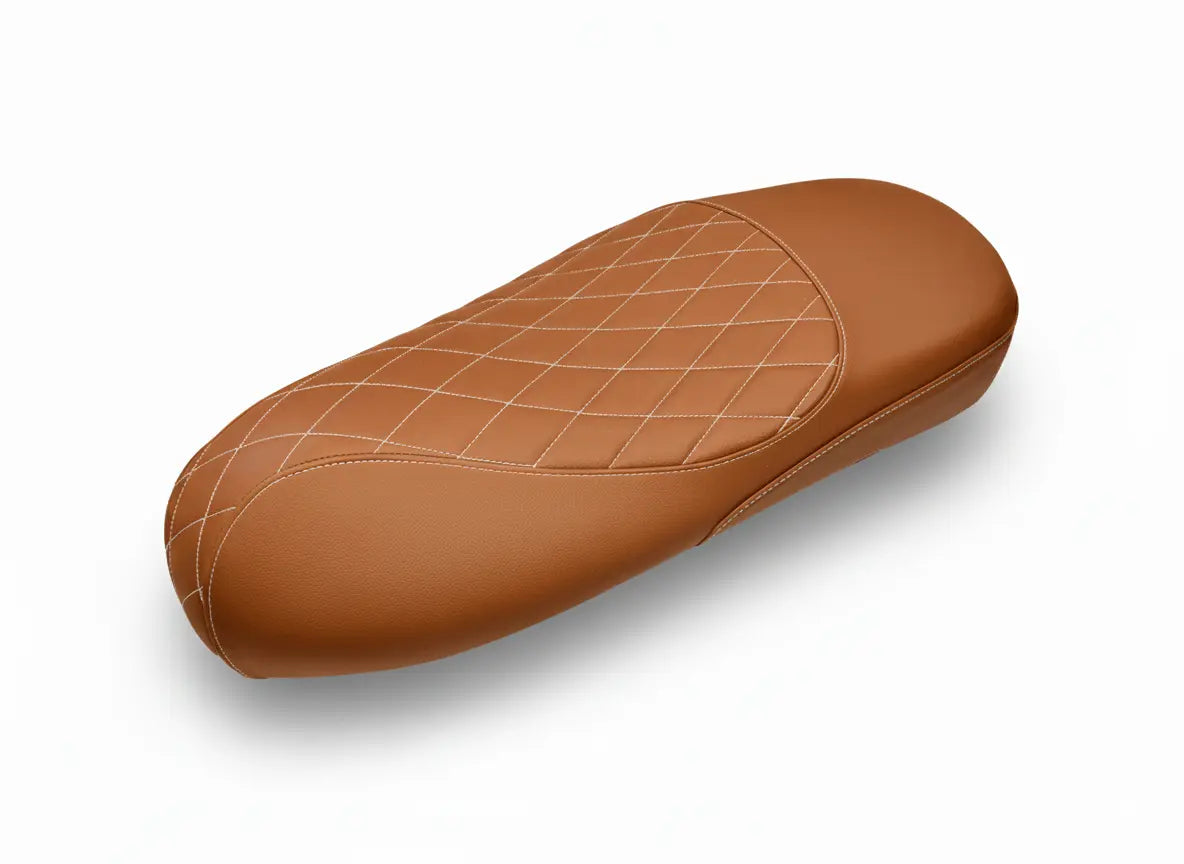 Custom Seat Light Brown Diamond Stitch | Vespa GTS 300cc ('14-) FP Parts  Falan Parts