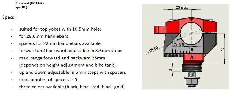 GILLES 2DGT Adjustable Bar Mounts Black | Yamaha MT-09 GILLES  Falan Parts