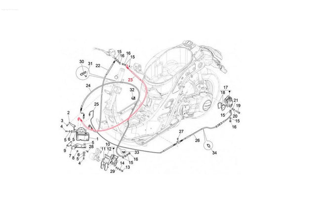 Brake Hose PIAGGIO for Brake Rear Top | Vespa GTS/GTS Super 125-300cc (`23-) Piaggio  Falan Parts