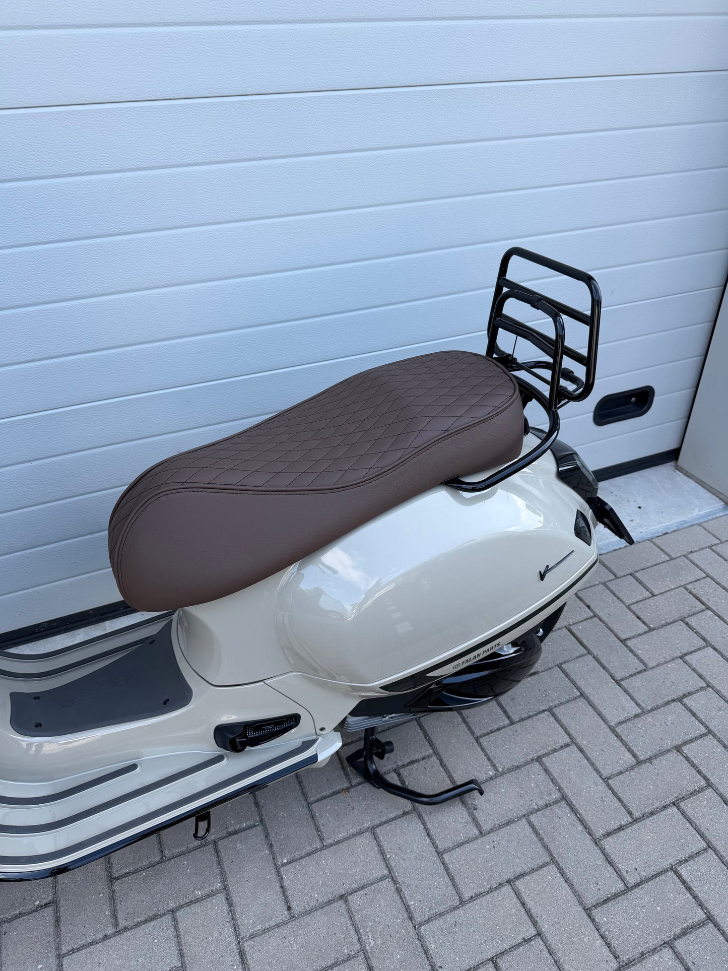 Custom Seat Black Diamond Stitch Merino Tartufo | Vespa GTS 125-310cc ('14-) Falan Parts  Falan Parts