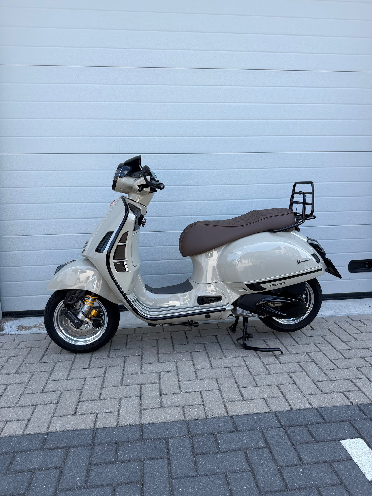 Custom Seat Black Diamond Stitch Merino Tartufo | Vespa GTS 125-310cc ('14-) Falan Parts  Falan Parts