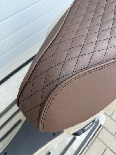 Custom Seat Black Diamond Stitch Merino Tartufo | Vespa GTS 125-310cc ('14-) Falan Parts  Falan Parts