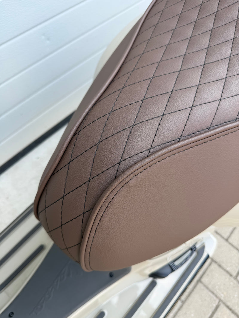 Custom Seat Black Diamond Stitch Merino Tartufo | Vespa GTS 125-310cc ('14-) Falan Parts  Falan Parts