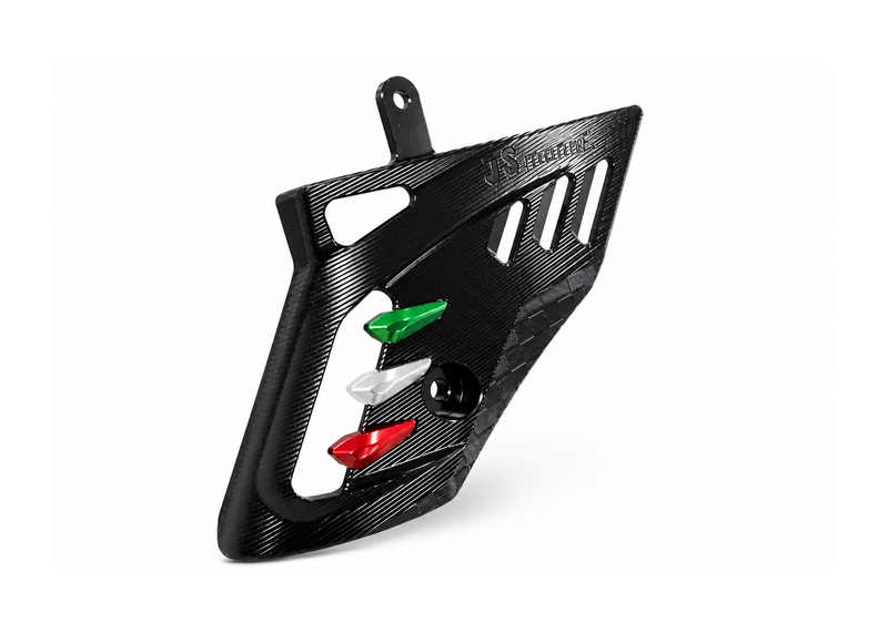Fork Cover JS Manuf CNC Black With Italian Flag | Vespa GTS/GTS Super 125/300cc (`22-) JS Manuf  Falan Parts