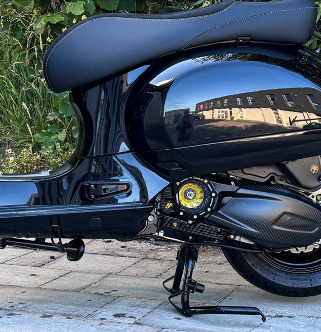 Oil Pan Buchsenfuchs Gloss Black | Vespa GTS Super/GTS/ GTS Super/GTV HPE 125-300cc BUCHSENFUCHS  Falan Parts