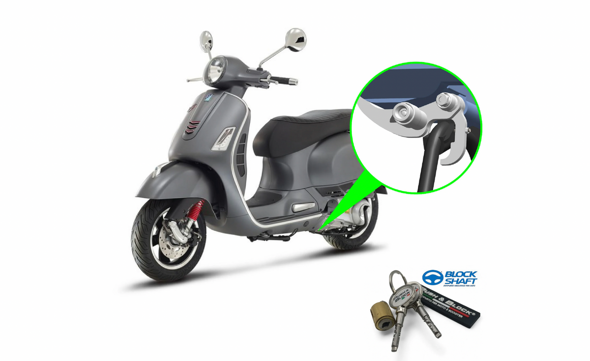 Security Lock PUSH & BLOCK centre stand silver | Vespa GTS/GTV (-'19) sip  Falan Parts
