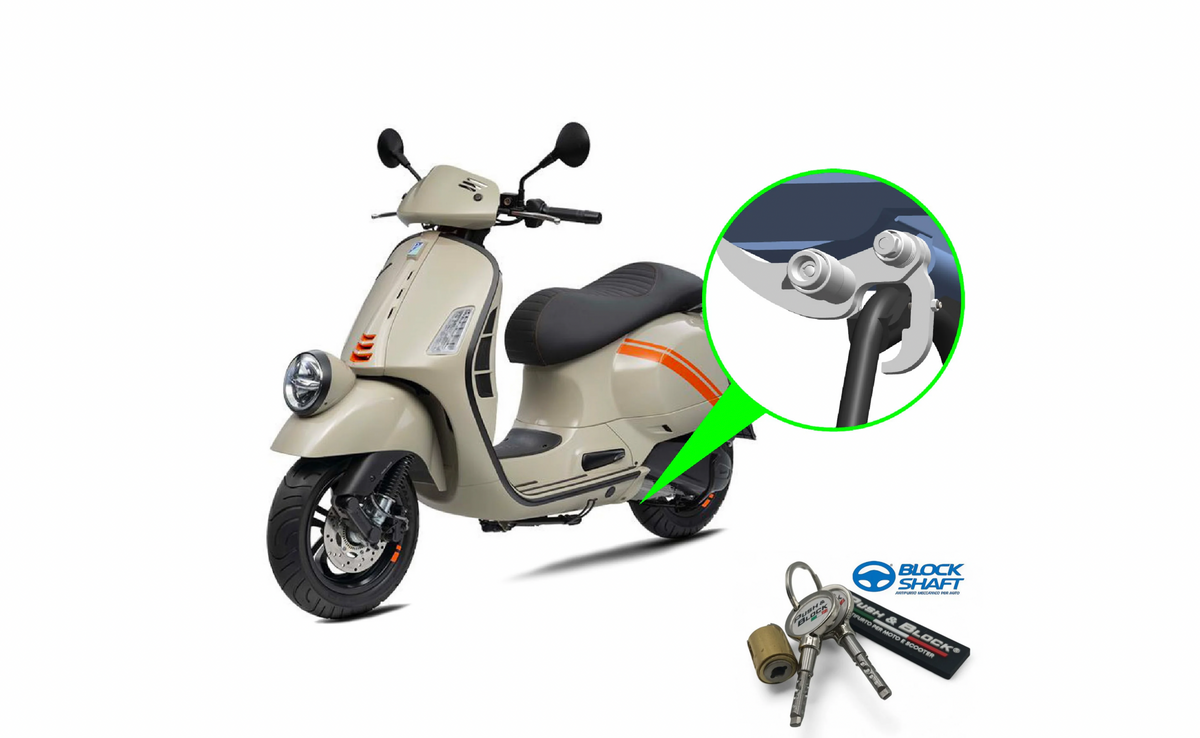 Security Lock PUSH & BLOCK centre stand silver | Vespa GTS/GTV (-'19) sip  Falan Parts