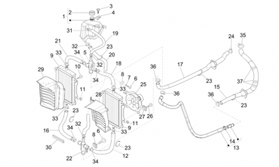Water Hose PIAGGIO Feed Line Lower Right | Vespa GTS/GTS Super/GTV/GT 60 250/-300cc Piaggio  Falan Parts