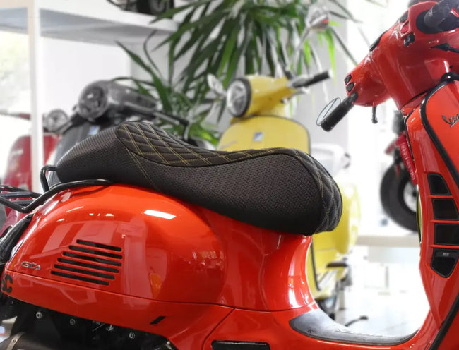 Sport Seat NISA Black/Gold | Vespa GTS/GT/GTV 125/310cc NISA  Falan Parts