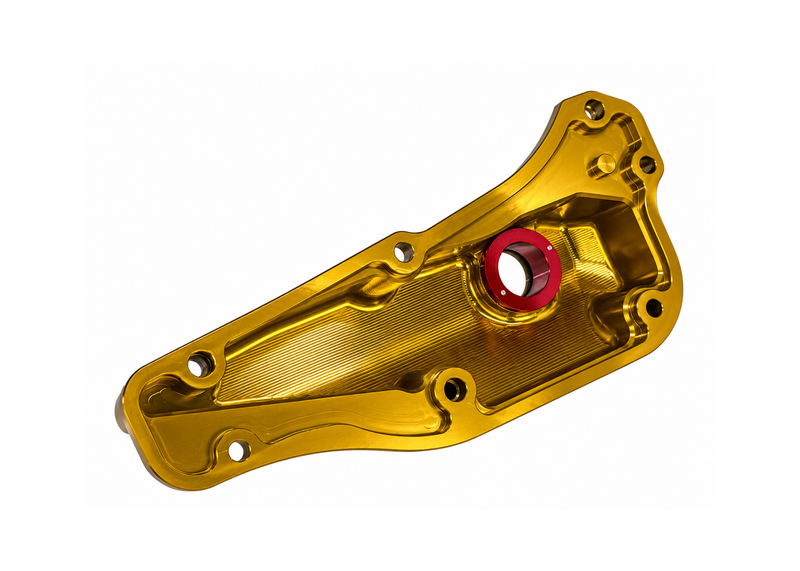 Oil Pan JS Manuf CNC Gold | Vespa GTS Super i.e. 125ccm/GTS/GTS Super/GTV 300cc HPE JS Manuf  Falan Parts