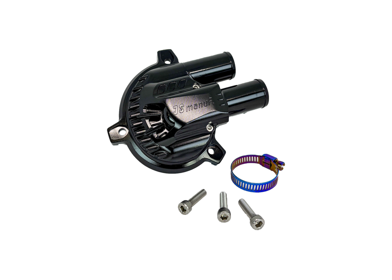 Cover Water Pump CNC JS Manuf Black | Vespa GTS/GTS Super/GTV/GT 60/GT/GT L 125-310cc 4T LC  PIAGGIO LEADER/QUASAR 125-310cc 4T LC JS Manuf  Falan Parts