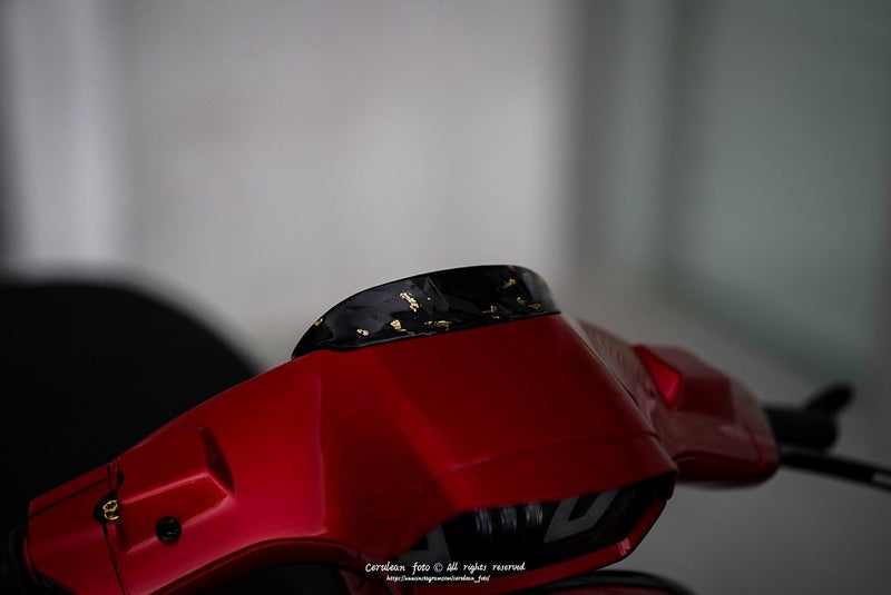 Forged Carbon Fiber Cockpit Spoiler Gold Edition | Vespa Sprint 50-150cc 2T/4T AC FP Parts  Falan Parts