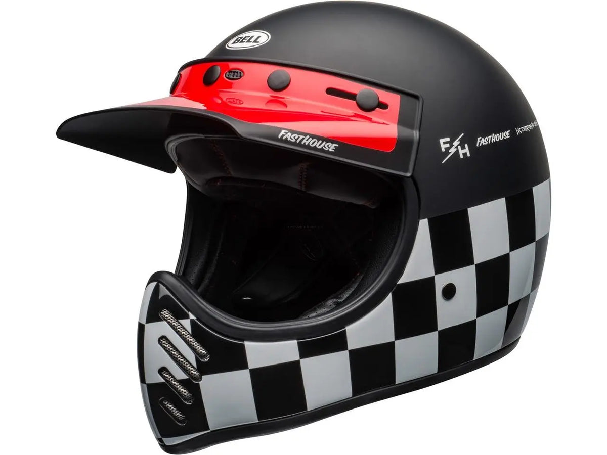 BELL Moto-3 Helmet Classic Fasthouse Checkers Black/White/Red – Falan Parts