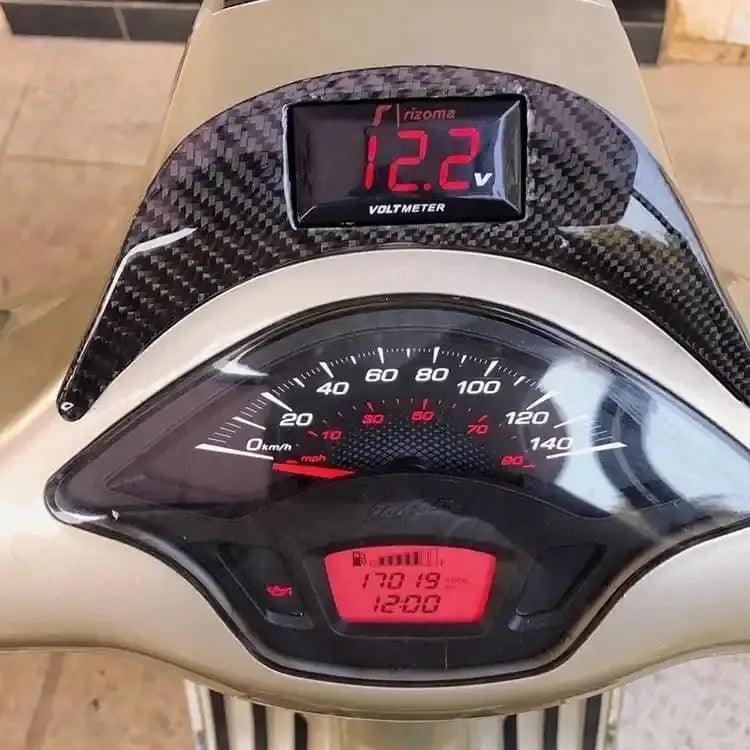 Carbon Fiber Cockpit Spoiler | Koso Volt meter | Vespa Sprint 50-150cc Falan Parts 89.95 Falan Parts