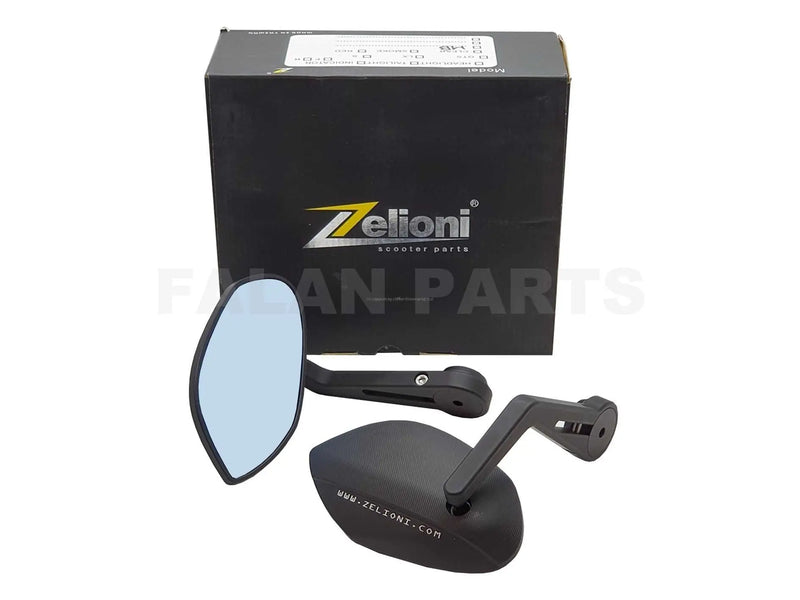Mirror Handlebar Ends ZELIONI Oval Black | Vespa ET/LX/LXV/S/GTS/GTS Super/GTV Models Zelioni  Falan Parts