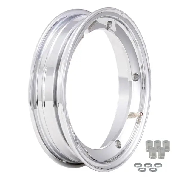 2.10" Rims Made In Italy - Chrome Wheels 3.50x10 / 3.00x10 For Vespa 50 Special